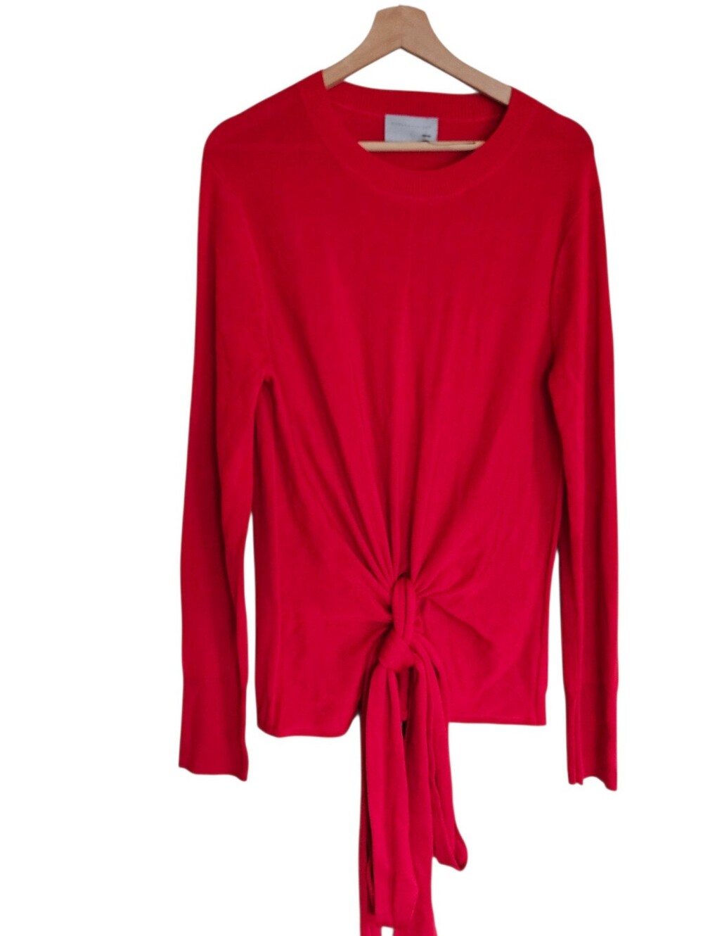 Modern Citizen Robin Tie Front Tencel Wool Sweater Red Crewneck XL